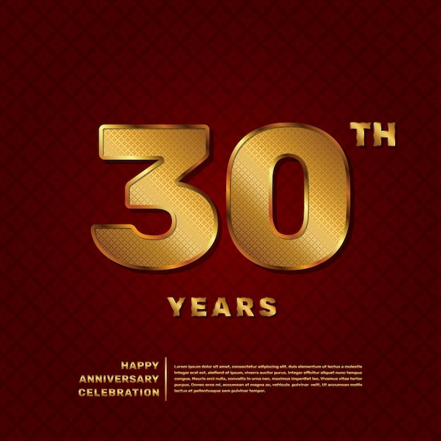Plantilla vectorial para la celebración del 30 aniversario con concepto de número de patrón dorado