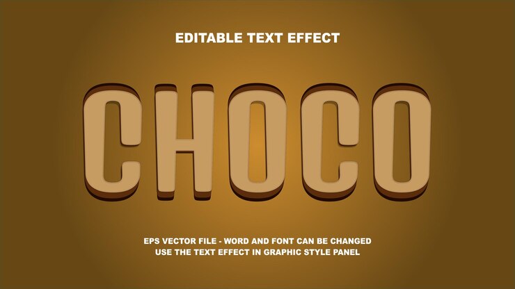 Vector plantilla vectorial choco 3d de efecto de texto editable