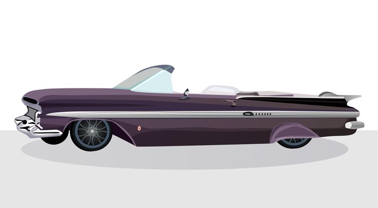 Vector plantilla vectorial de coches antiguos, fondo blanco, vista lateral