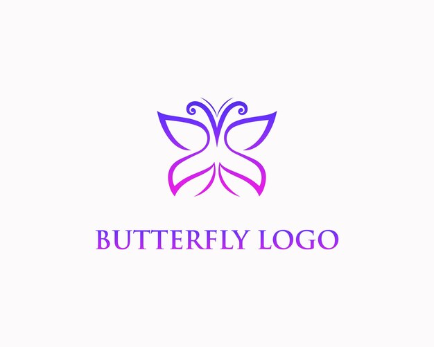 La plantilla vectorial del concepto de diseño del icono de la mariposa púrpura