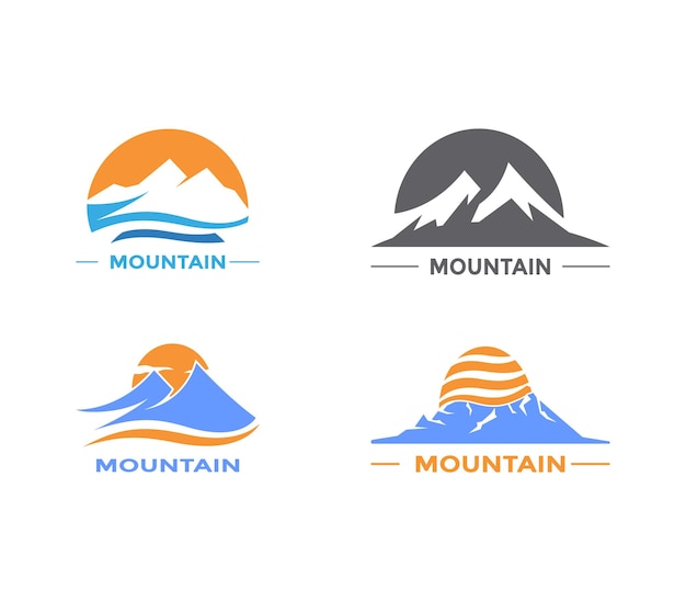 Plantilla vectorial creativa del logotipo del círculo de la montaña