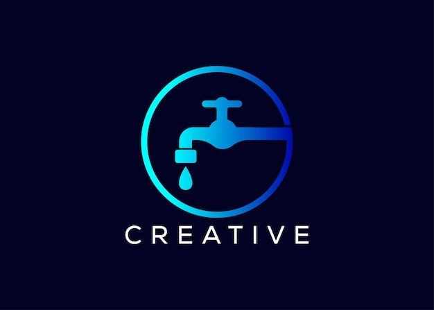 Plantilla vectorial creativa y minimalista del logotipo de Water Tap
