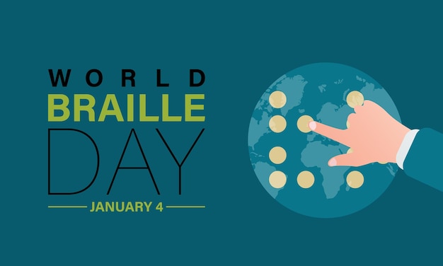 Plantilla vectorial del día mundial del braille celebrar la alfabetización y la inclusión del braille con la lectura táctil y la accesibilidad diseño de carteles de cartel de fondo