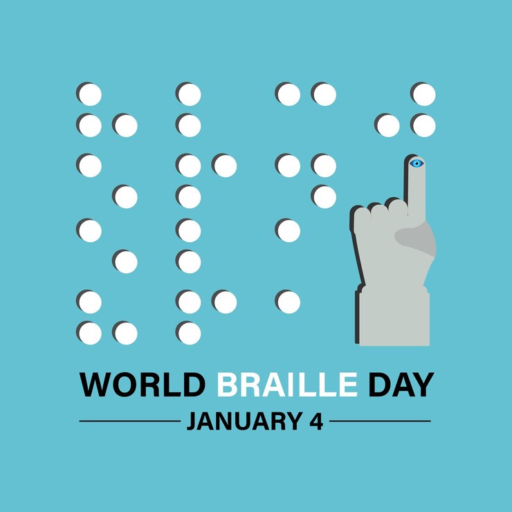 Vector plantilla vectorial del día mundial del braille celebrar la alfabetización y la inclusión del braille con la lectura táctil y la accesibilidad diseño de carteles de cartel de fondo