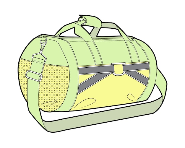 plantilla vectorial de dibujo técnico de la bolsa de cañón de tiras múltiples