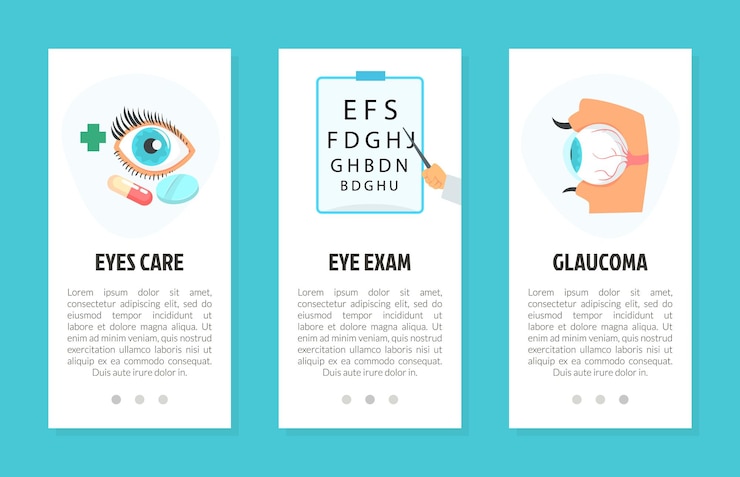 Vector plantilla vectorial de diseño de banners web para oftalmología y cuidado ocular
