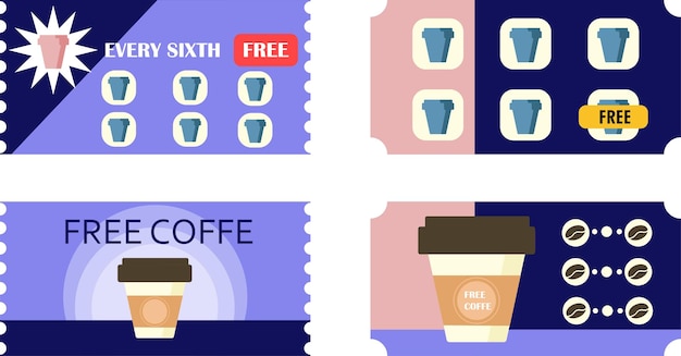 plantilla vectorial del diseño del boleto para obtener café gratis