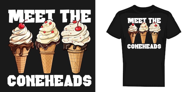 Plantilla vectorial de diseño de camisetas divertidas para amantes del helado