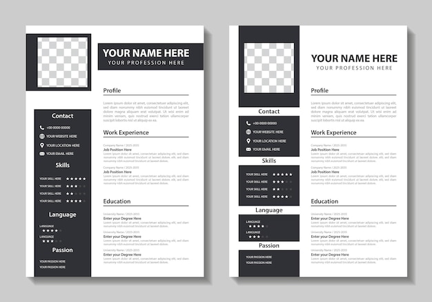 Plantilla vectorial de diseño de carta de presentación y currículum moderno y limpio para solicitudes de empleo empresarial Minimalis
