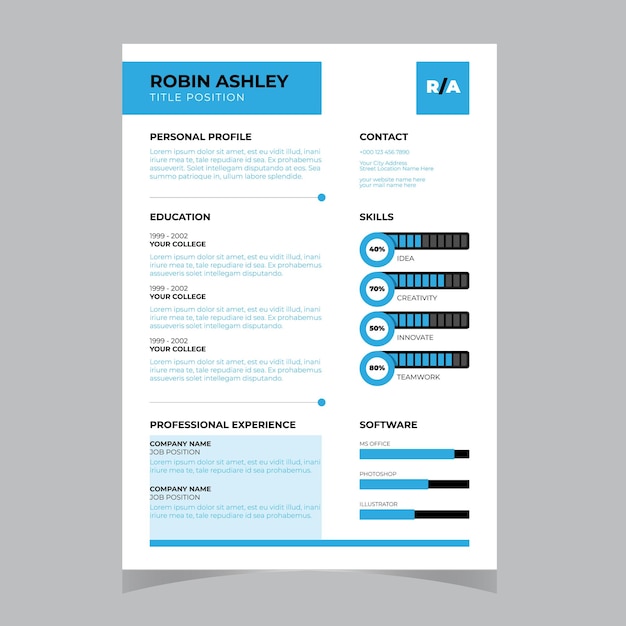 Plantilla vectorial de diseño de carta de presentación y currículum moderno y limpio para solicitudes de empleo empresarial Minimalis