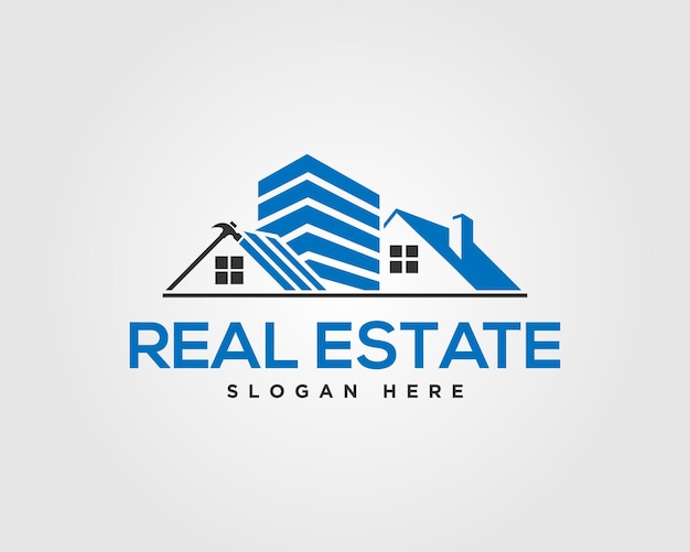plantilla vectorial de diseño de concepto de logotipo de reparación de casas inmobiliarias