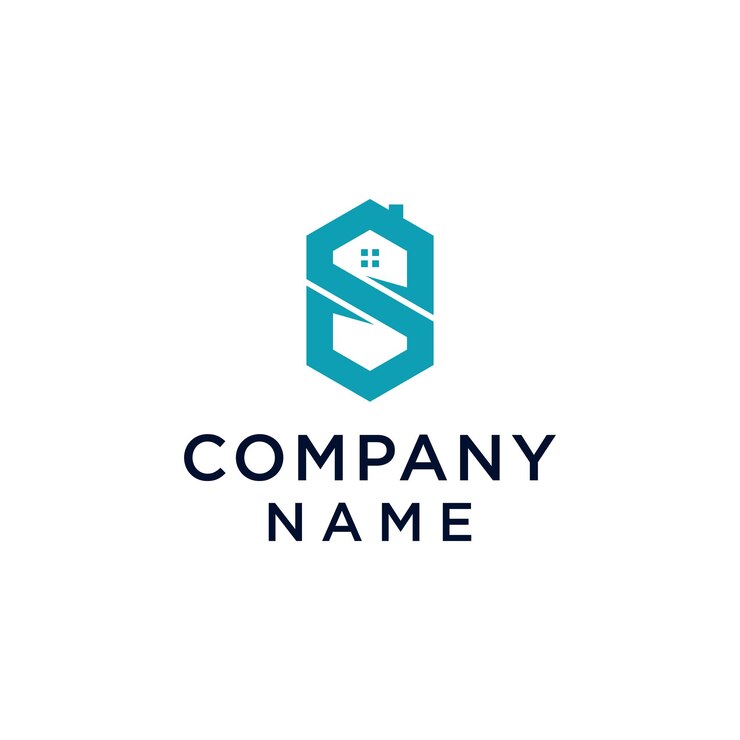 Plantilla vectorial de diseño creativo del logotipo de la casa con la letra S de hexágono