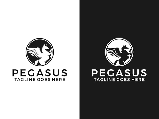 Vector plantilla vectorial de diseño de icono del logotipo del caballo pegasus