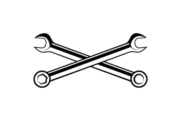Plantilla vectorial de diseño de iconos de llave inglesa de 12 y 6 puntos