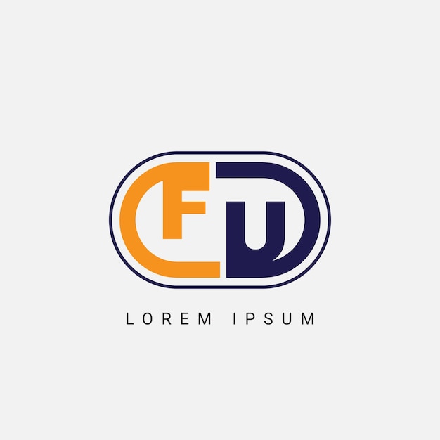 plantilla vectorial de diseño inicial del logotipo de la letra FU o UF