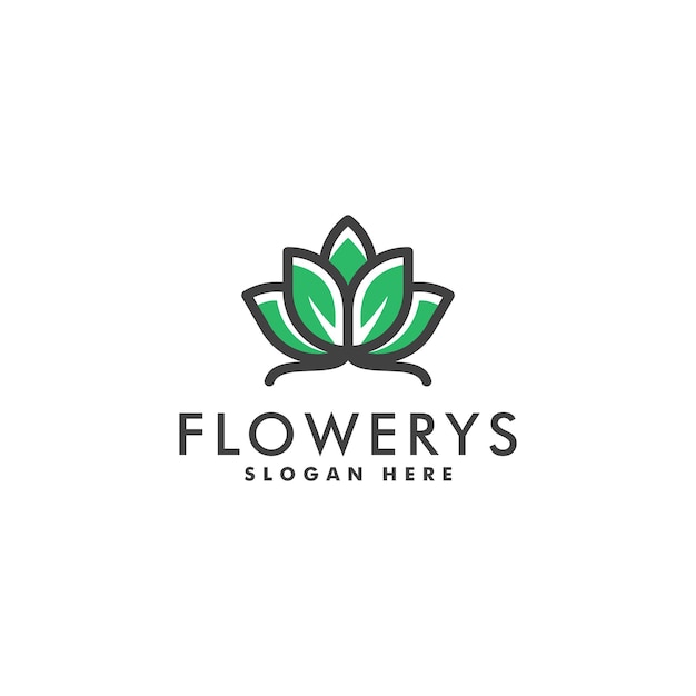 Plantilla vectorial de diseño de logotipo abstracto de flores Estilo lineal