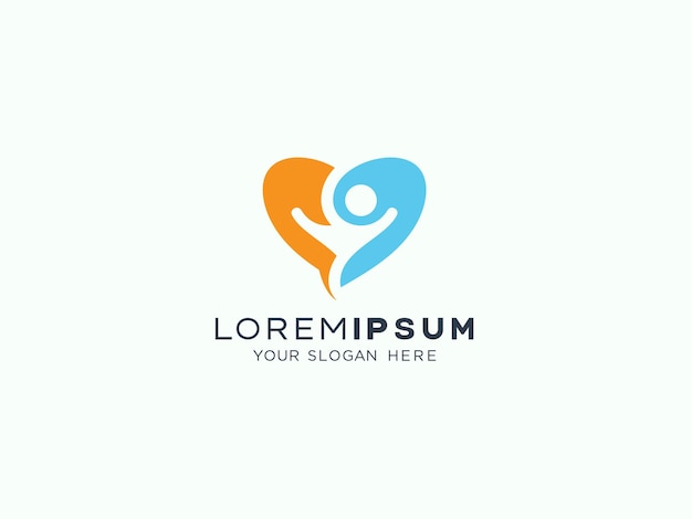 plantilla vectorial de diseño de logotipo de amor y cuidado
