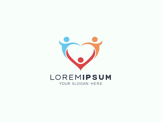 plantilla vectorial de diseño de logotipo de amor y cuidado