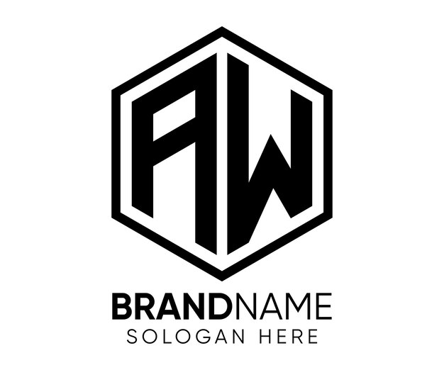 Plantilla vectorial de diseño de logotipo AW