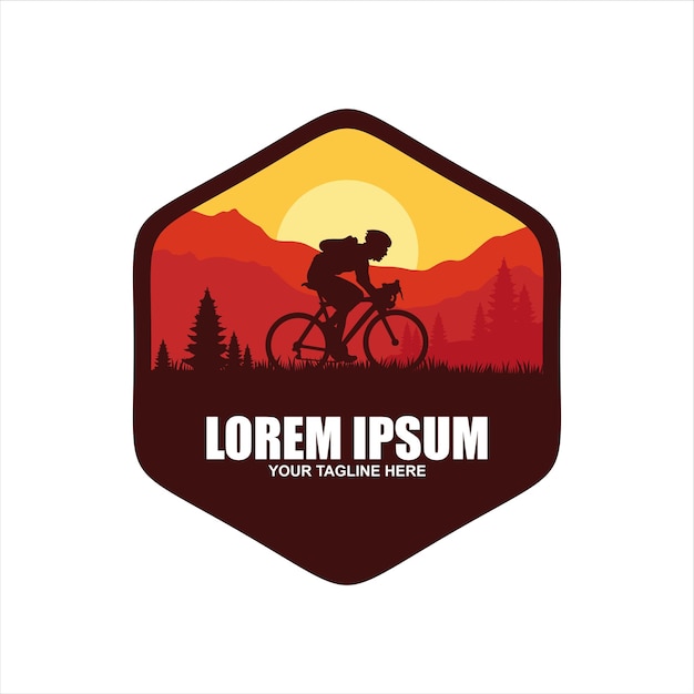 Plantilla vectorial de diseño de logotipo de bicicleta de montaña