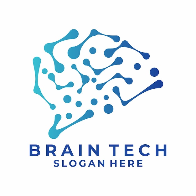 Plantilla vectorial de diseño de logotipo de Brain Tech Icono vectorial del diseño de logotipio de cerebro abstracto