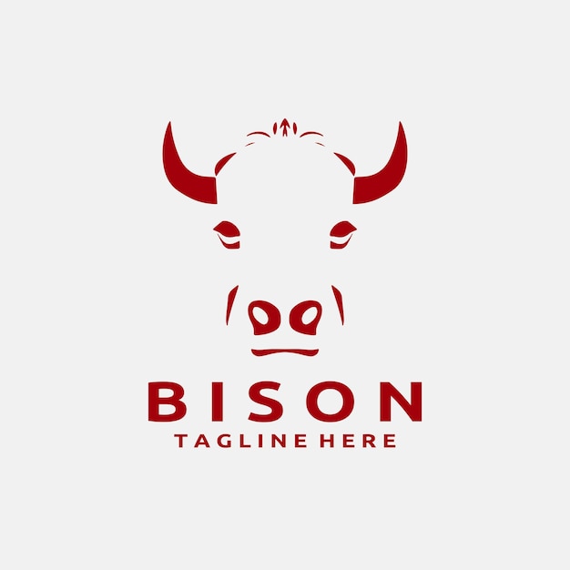 Plantilla vectorial de diseño de logotipo de cabeza de bisonte
