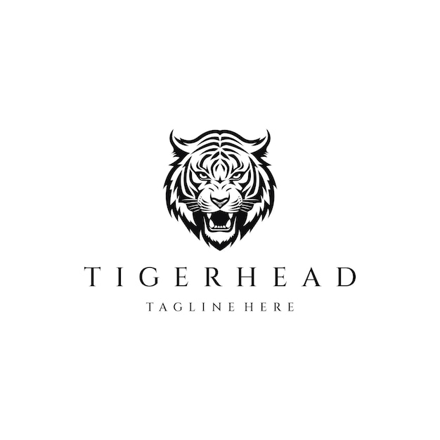 plantilla vectorial de diseño del logotipo de la cabeza de tigre