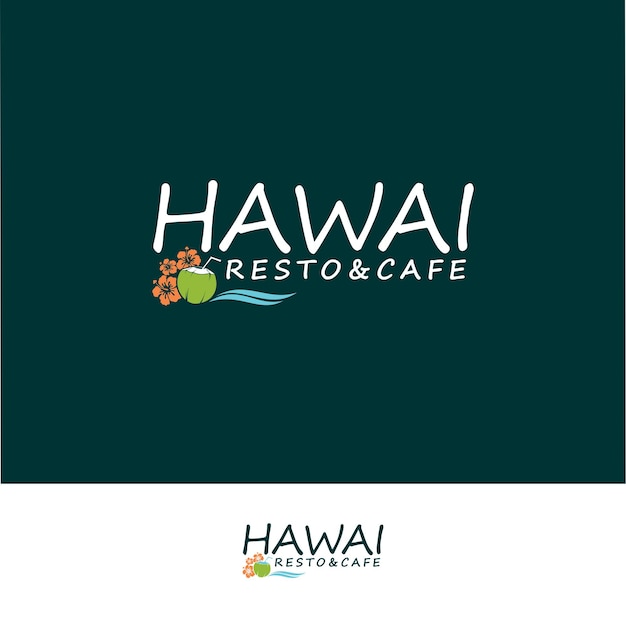 Plantilla vectorial de diseño de logotipo de cafetería y restaurante hawaiano logotipo de cafetería y restaurante moderno