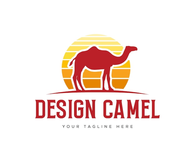 Plantilla vectorial de diseño de logotipo de camello