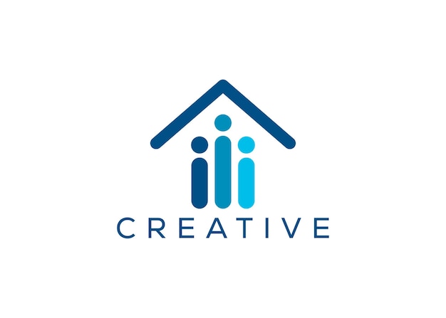 plantilla vectorial de diseño de logotipo de casa y personas minimalista Logotipo de casa social