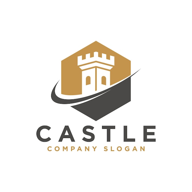 Plantilla vectorial de diseño de logotipo de castillo