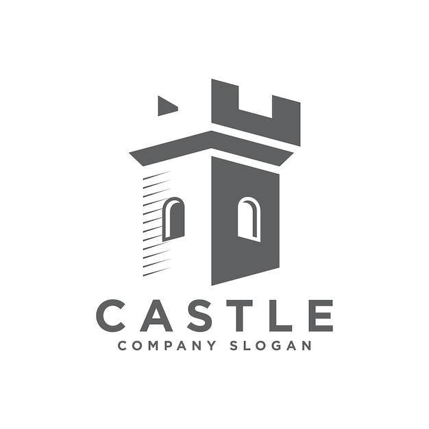 Plantilla vectorial de diseño de logotipo de castillo