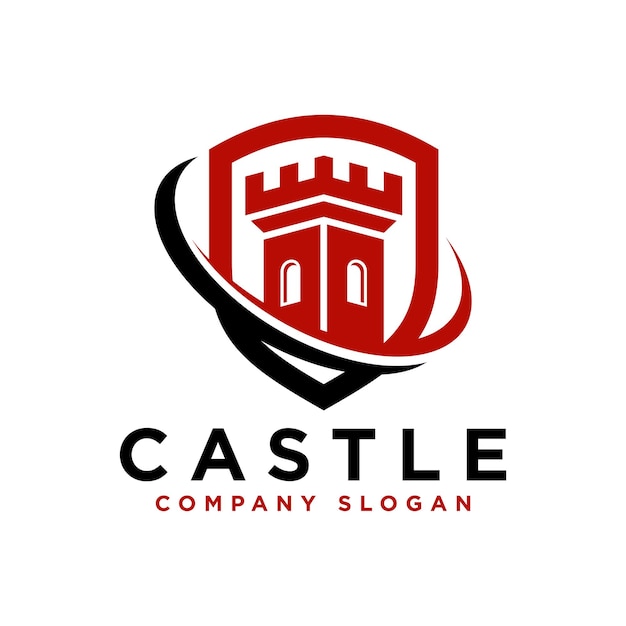 Plantilla vectorial de diseño de logotipo de castillo