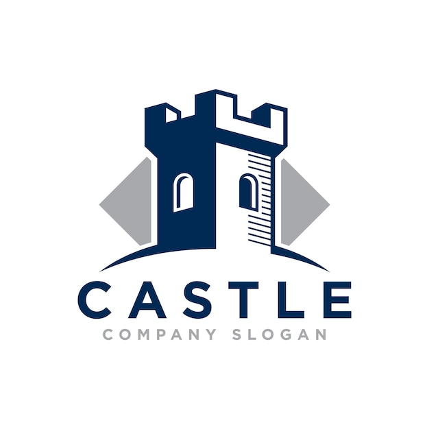 Plantilla vectorial de diseño de logotipo de castillo