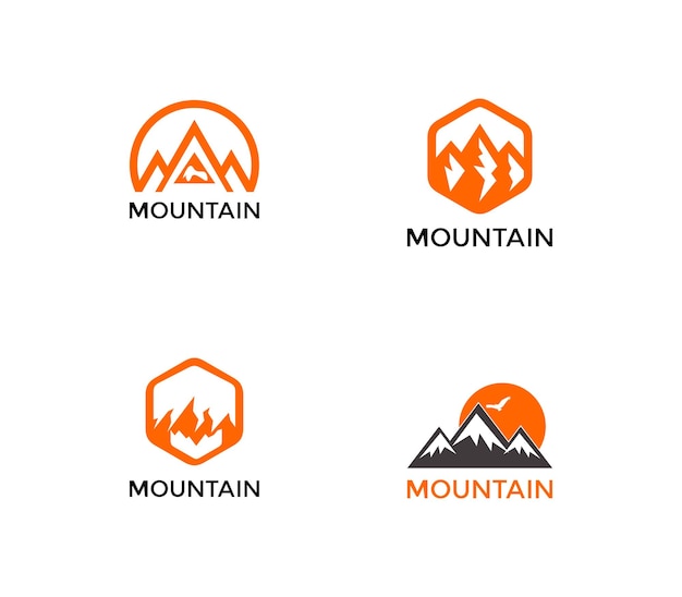 Plantilla vectorial de diseño del logotipo del círculo de montaña