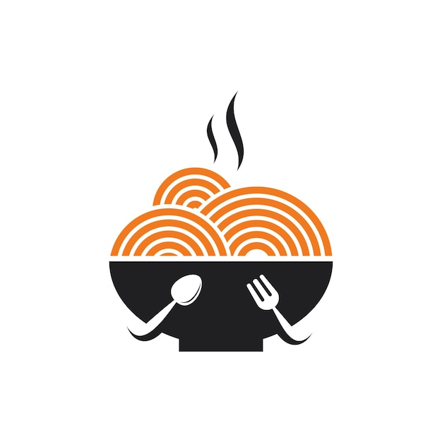 Plantilla vectorial de diseño de logotipo de comida de fideos saludables
