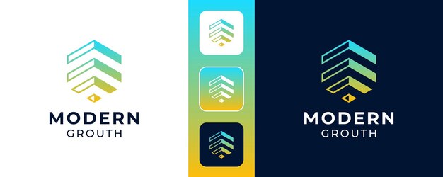 plantilla vectorial de diseño de logotipo de crecimiento de hexágono