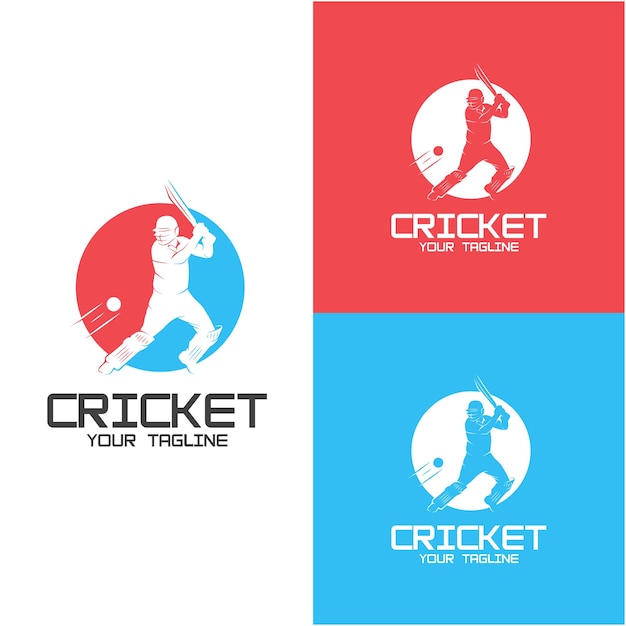 Plantilla vectorial de diseño de logotipo de críquet