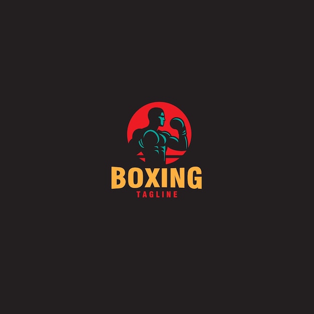 plantilla vectorial de diseño de logotipo deportivo de boxeo de silueta
