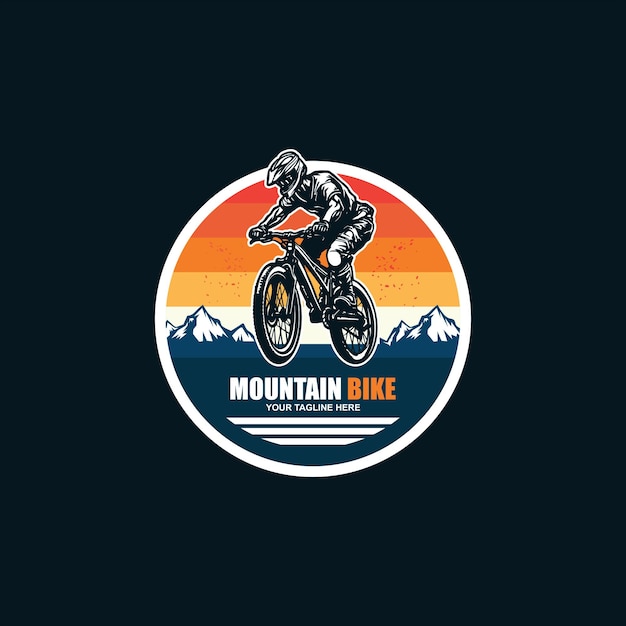 Vector plantilla vectorial de diseño de logotipo deportivo minimalista de bicicleta retro bicicleta de montaña de descenso