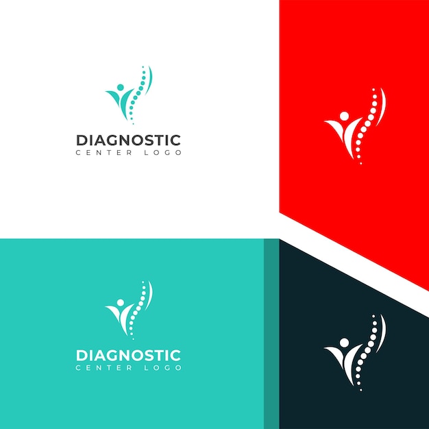 Vector plantilla vectorial de diseño de logotipo de diagnóstico de columna vertebral creativa