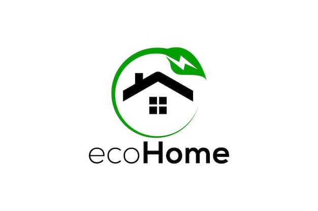 Plantilla vectorial de diseño de logotipo de energía verde ecológica para el hogar