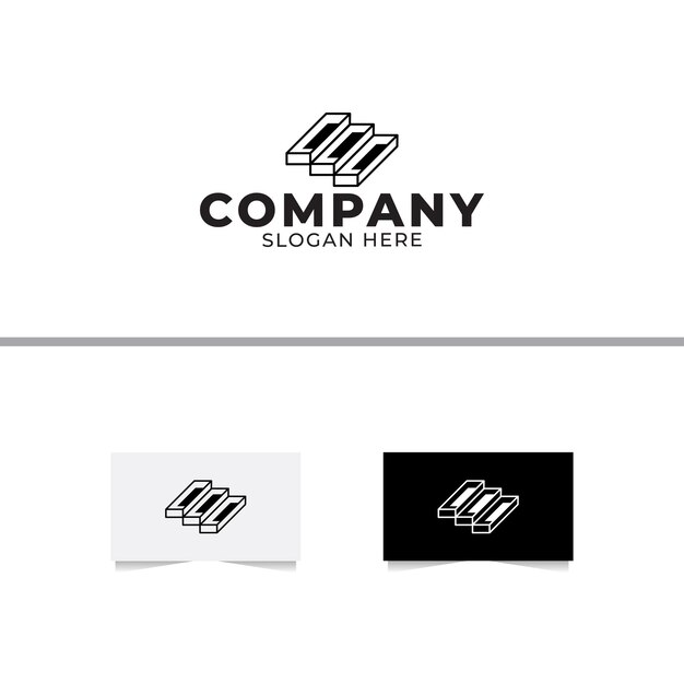 Plantilla vectorial de diseño de logotipo de escalera de piano