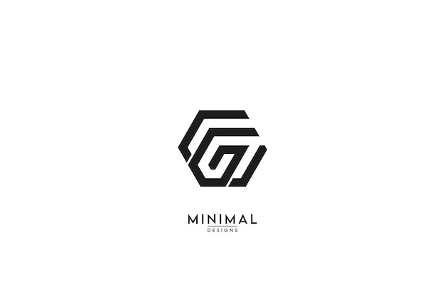 Plantilla vectorial de diseño de logotipo de estilo simple de letra CG GC del alfabeto