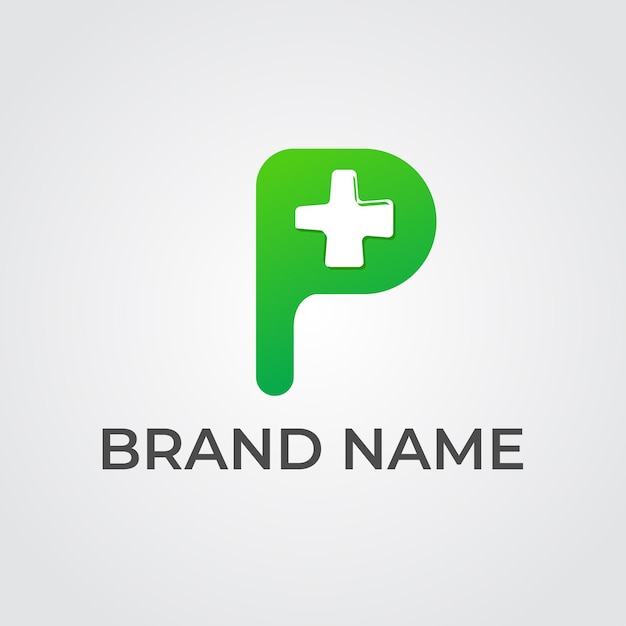 plantilla vectorial de diseño del logotipo de la farmacia P