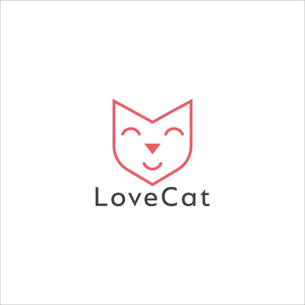 plantilla vectorial de diseño de logotipo de gato amoroso