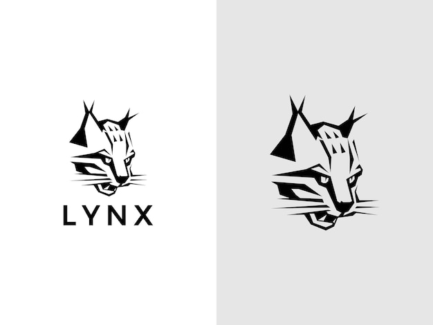 Plantilla vectorial de diseño del logotipo del gato lince