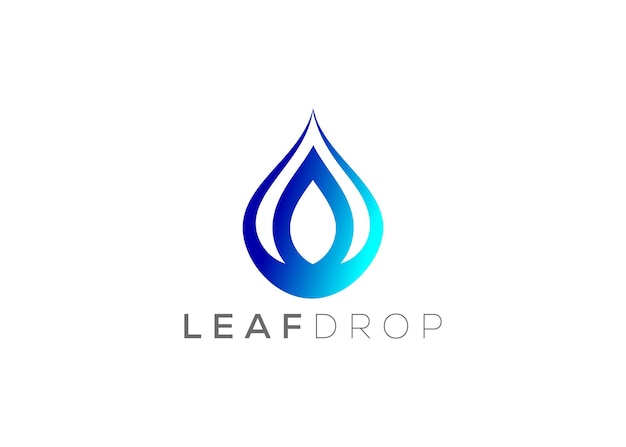 Plantilla vectorial de diseño de logotipo de gota de agua y hoja verde Logotipo de vector de gota de agua natural