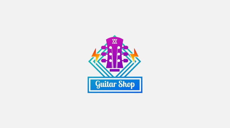 Vector plantilla vectorial de diseño de logotipo de guitarra