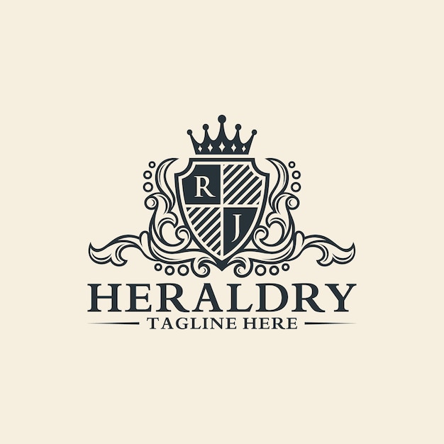 Plantilla vectorial de diseño de logotipo heráldico